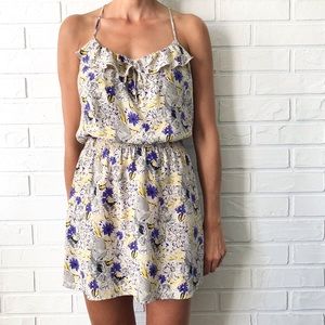 Parker silk floral cami racer back mini dress S